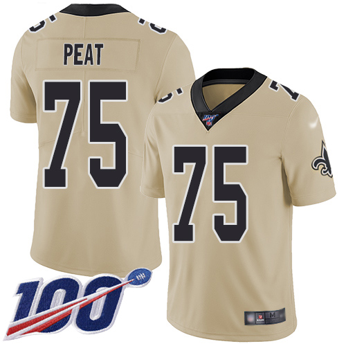 Men New Orleans Saints Limited Gold Andrus Peat Jersey NFL Football 75 100th Season Inverted Legend Jersey
